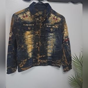 8ighth Dstrkt Collared Embroidered Long Sleeve Denim Kids Jacket Sz 9-10